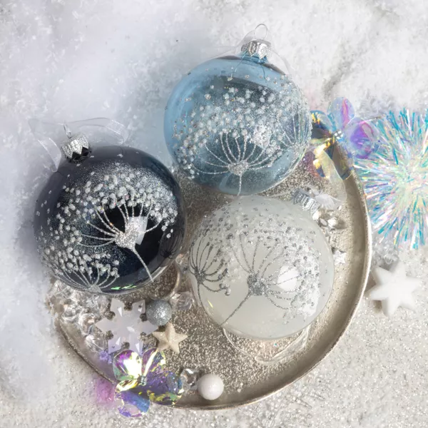 Set van 6 glazen kerstballen (D80 mm) Kaukasische Wiegenlied Blauw