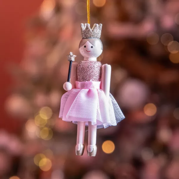 Te hangen Notenkraker (H12 cm) Fee prinses Roze