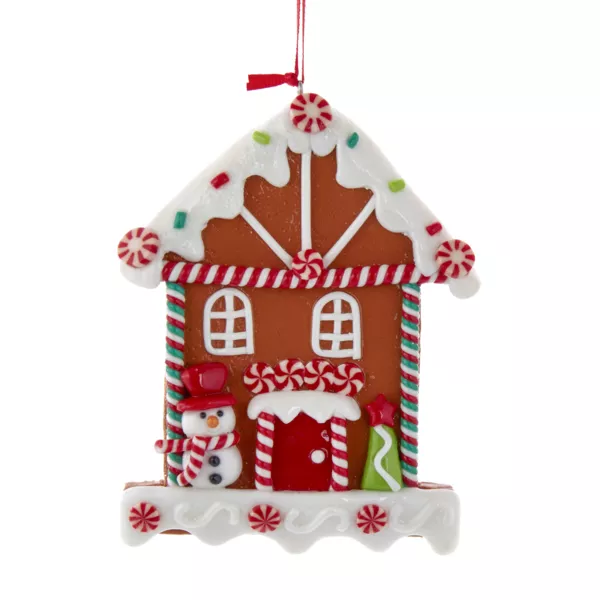 Maisonnette à suspendre (H12 cm) Bonhomme de neige et Pain d'épices