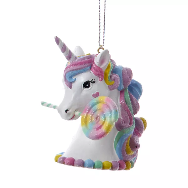 Suspension de Noël (H10 cm) Licorne et sucrerie pailletée Multicolore