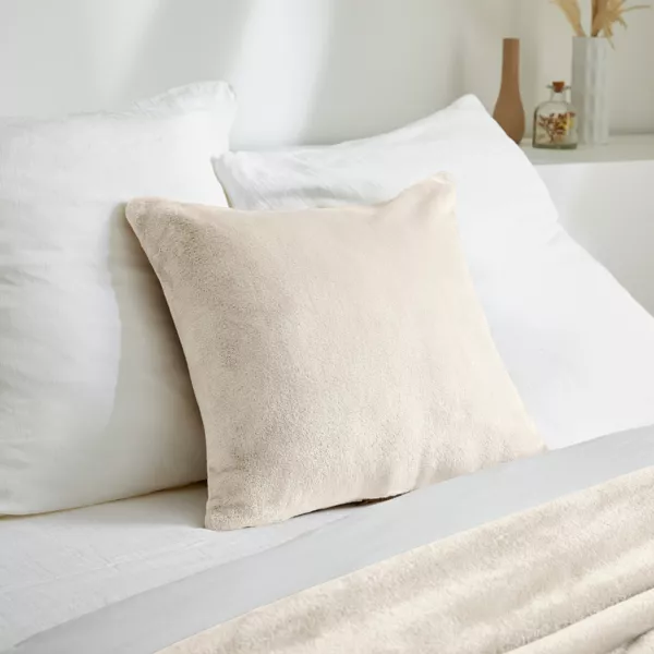 Funda de cojín cuadrada en franela (45 x 45 cm) Didou Beige gris