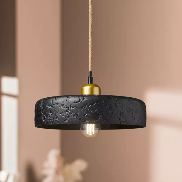 Suspension lumineuse en ciment (D25 cm) Portland Noir