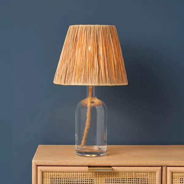 Bordlampe i glas og reb (H40 cm) Haddock Natur