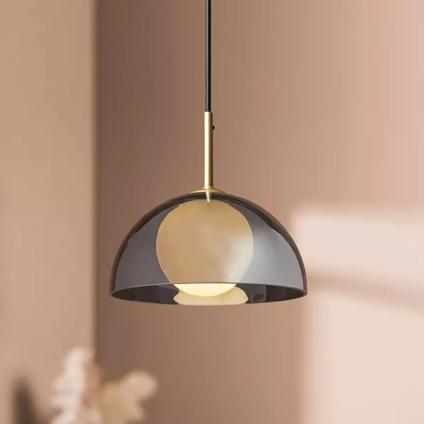 Suspensión luminosa de vidrio (D20 cm) Luméa Negro