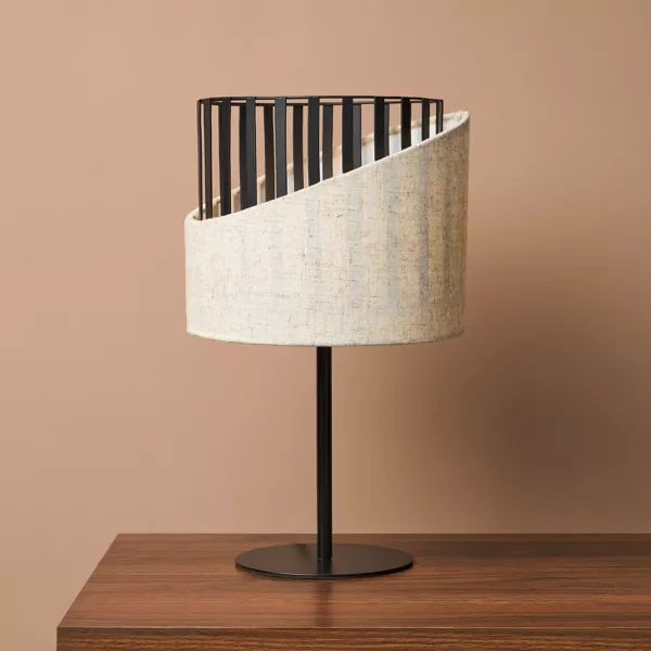 Lampe Ă poser en lin (H33 cm) Alma Noir et beige