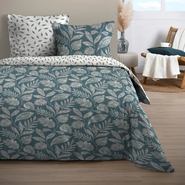 Parure de draps coton 4 pièces (140 x 190 cm) Gaëlle Bleue