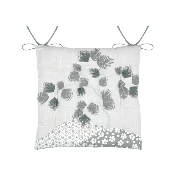 Vierkant katoenen stoelkussen (38 x 38 cm) Yuki Jade Groen