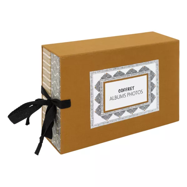 Coffret 2 albums photos (H16,7 cm) Paloma Gris et jaune moutarde