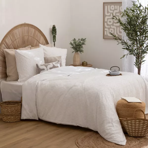 Funda nórdica y dos fundas de almohadas de microfibra (240 x 220 cm) Swan Blanco