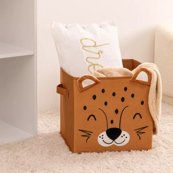 Cesta de almacenamiento plegable de terciopelo para niños (29 x 29 cm) Léo Marrón