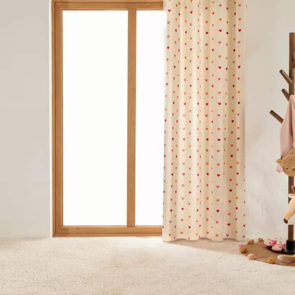 Rideau enfant coton recyclé (140 x 260 cm) Amour Multicolore