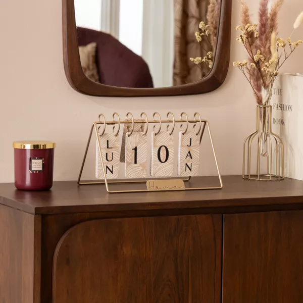 Evig kalender i metal (H17 cm) Efterrsrosa