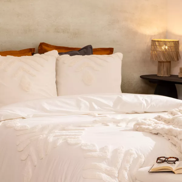 Funda nórdica y dos fundas de almohadas algodón lavado (240 x 220 cm) Inu Crudo
