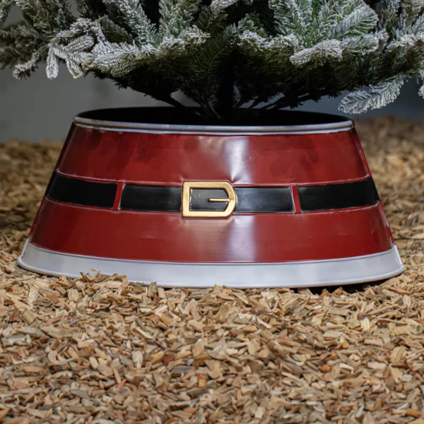 Cache pied de sapin en métal (D57 cm) Ceinture du Père Noël