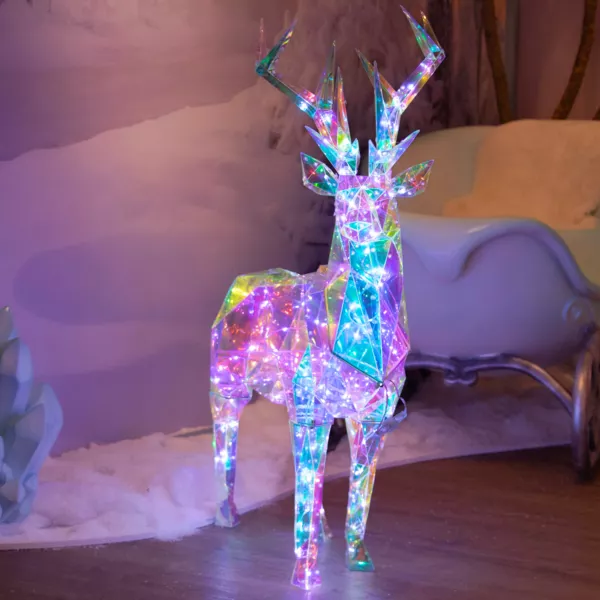 Lysende rensdyr med 90 mikro-LED'er (H90 cm) Iskold hvid