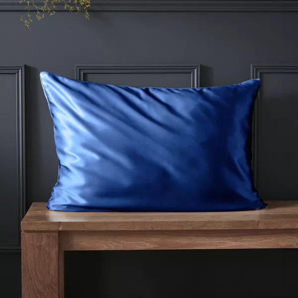 Kussensloop rechthoekig zijde van moerbei (50 x 80 cm) Mizuki Marineblauw