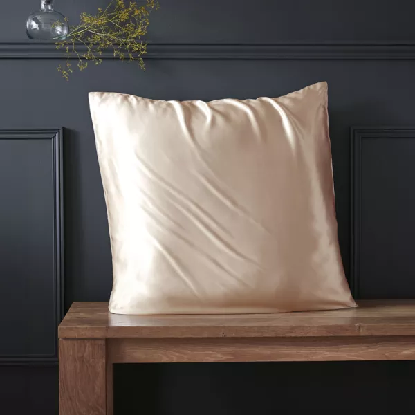 Funda de almohada cuadrada de seda de morera (63 x 63 cm) Mizuki Beige pampa