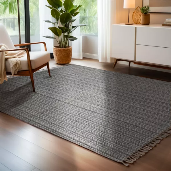 Alfombra rectangular de salón de material reciclado (140 x 200 cm) Priya Gris