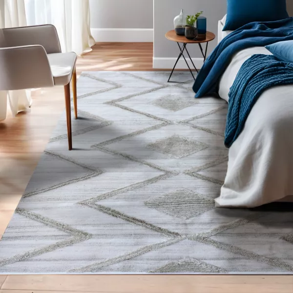 Alfombra rectangular de salón de material reciclado tuftada (140 x 200 cm) Kaito Marfil
