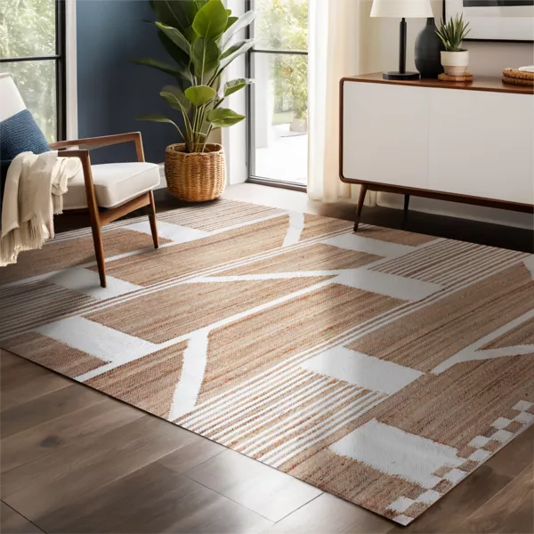 Rechthoekig jute vloerkleed (140 x 200 cm) Parijs Beige