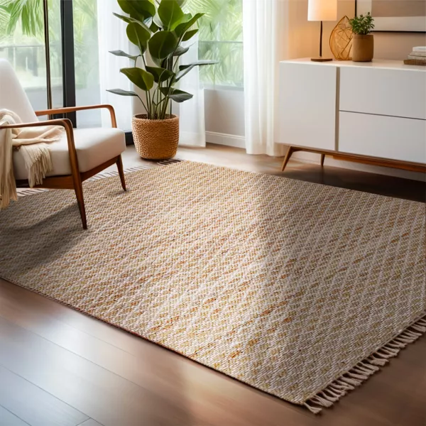 Alfombra rectangular de salón de yute tejida a mano (140 x 200 cm) Yuki Marrón