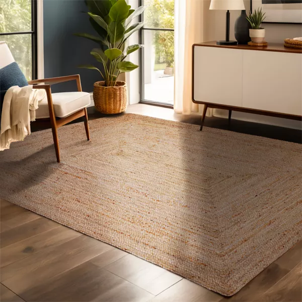 Tapis de salon rectangulaire jute tressée main (160 x 230 cm) Sunrise Marron