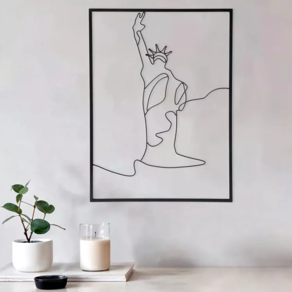 Decoración mural de metal (H40 cm) Estatua de la Libertad Negro