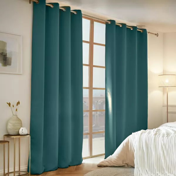 Halbverdunkelnder Thermovorhang (140 x 240 cm) Calore Petrolgrn