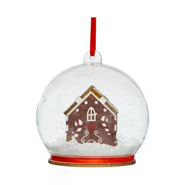 Kerstbal (D80 mm) Huis, snoepgoed en sneeuwvlokken