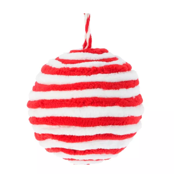 4er Set Weihnachtskugeln (D80 mm) Laine gestreift Rot und Wei