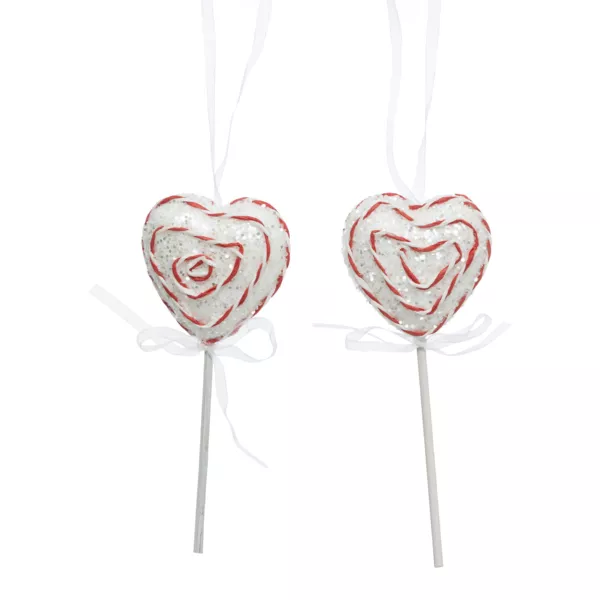 Lot de 2 sucettes à suspendre (H11 cm) Cœur sucré et pailleté