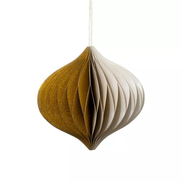 Hangende papieren ui (H9 cm) Magnetische Sluiting Beige goud