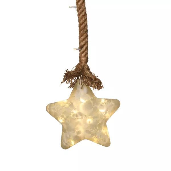 Estrella luminosa con pilas de vidrio helado Blanco cálido 24 LED