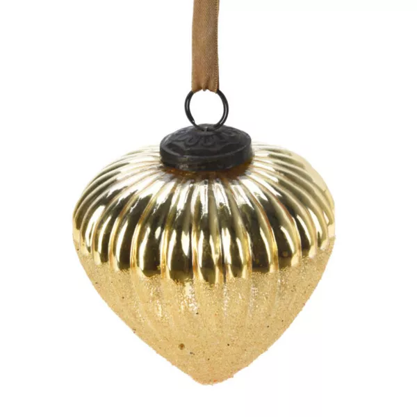 Set van 6 kerstballen van glas (D100 mm) Art Deco Champagne