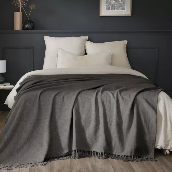 Manta de algodón (180 x 220 cm) Sixtine Gris oscuro