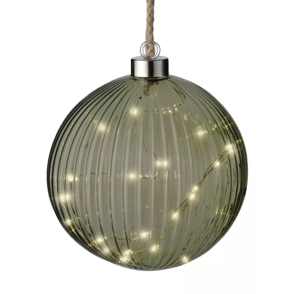 Suspension lumineuse à piles 30 LED (D14 cm) Vintage Thé vert et blanc chaud