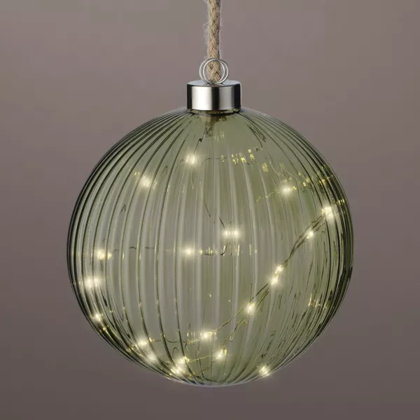Hanglamp op batterijen 30 LED (D14 cm) Vintage Thee groen/warm wit