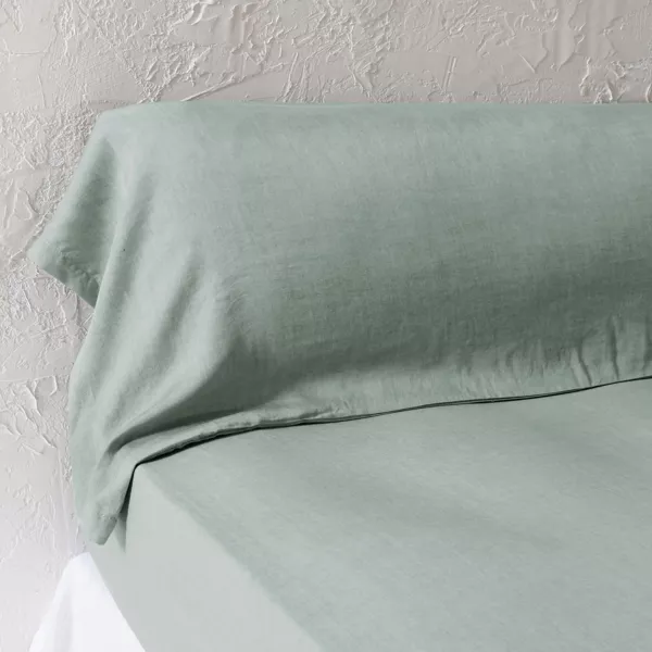 Taie de traversin lyocell Tencel™ lavé (27 x 185 cm) Olivia Vert eucalyptus