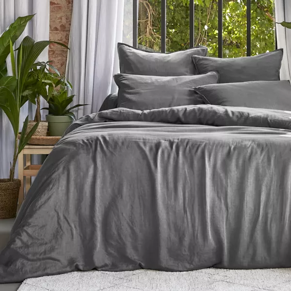 Housse de couette lyocell Tencel™ lavé (260 x 240 cm) Olivia Gris granit