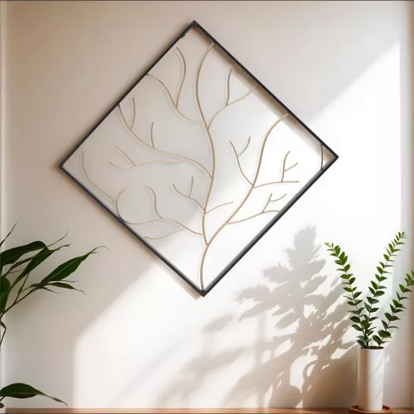 Décoration murale en métal (H49,5 cm) Arbre contemporain Noir et doré