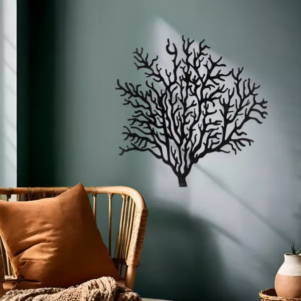 Dcoration murale en mtal (H56 cm) Corail Noir