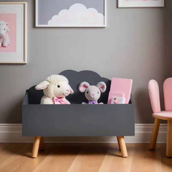 Houten kinderspeelgoedkist (H45 cm) Cloudy Grijs