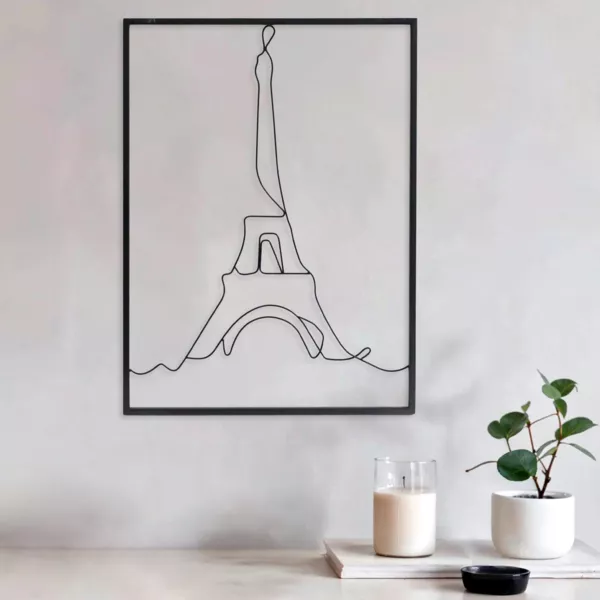 Decoración mural de metal (H45 cm) Torre Eiffel Negro