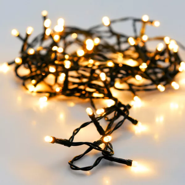 Guirlande lumineuse à piles 3,5 m 48 LED câble noir Luxe Blanc chaud