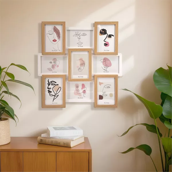 Vgmonteret billedcollage til 9 billeder i tr (H45 cm) Zola Beige