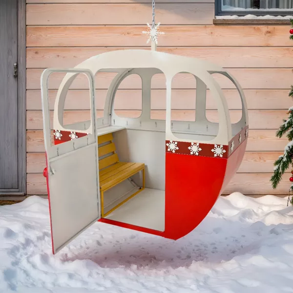 Gigantische metalen kabelbaan (H120 cm) Winter Rood en wit