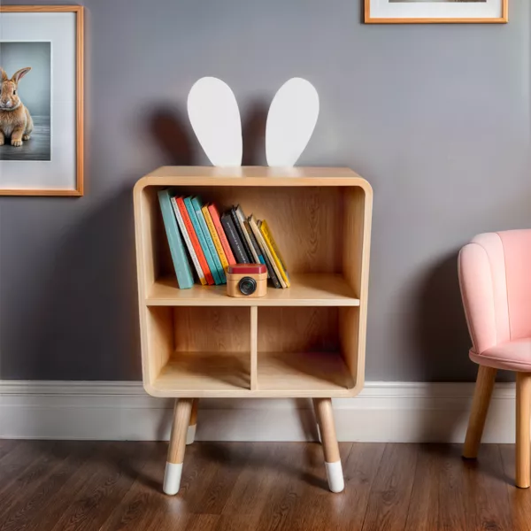 Kinderopbergmeubel 3 vakken hout (H76,5 cm) Beige Konijn