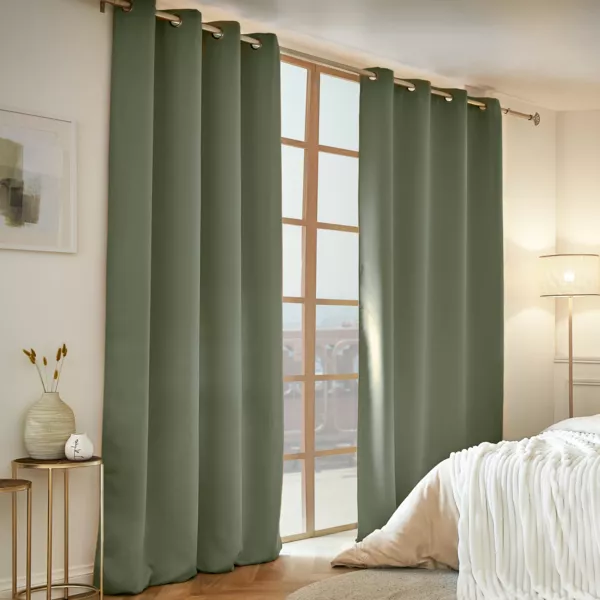 Cortina oscurecedora térmica (140 x 280 cm) Calore Verde caqui