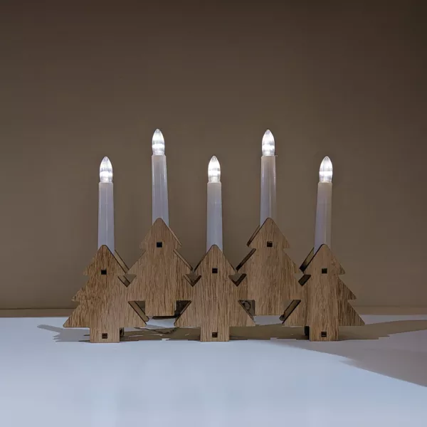 Decoración de velas a pilas y pinos con luz Blanco cálido 5 LED