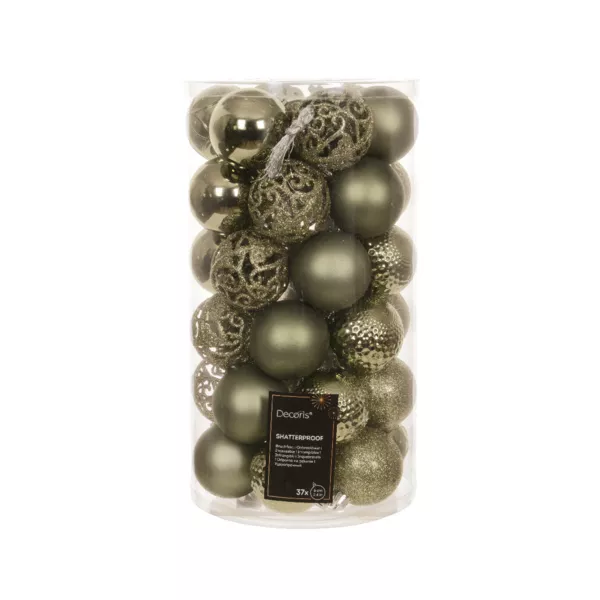 Set van 37 kerstballen (D60 mm) Alpine Mix Rozemarijn Groen